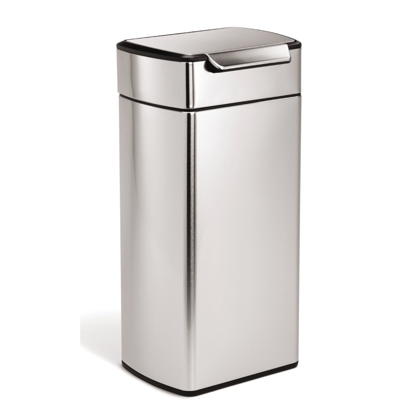 8 Gallon Rectangular Touch Bar Trash Can Brushed